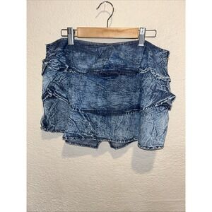 Vintage Women's Mimi Chica Stonewashed Denim 100% Cotton Ruffle Tierd Skort M